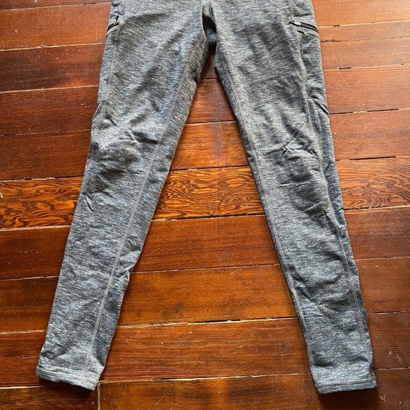 Athleta zippered pockets grey marled straight yoga leggings S - Picture 6 of 6